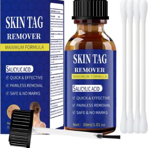 Fast-Acting Skin Tag Remover for Body and Neck - Natural, Mild Salicylic Acid Formula, Use a Brush applicator Skin tag Remover Precisely and painlessly and Quickly.Safe for Sensitive skin30ML