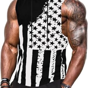 Babioboa Men's Workout Hooded Tank Tops Sports Training Sleeveless Gym Hoodies Bodybuilding Cut Off Muscle Shirts