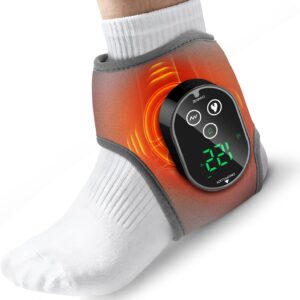 Foot Massager for Pain Relief, Foot Renew Ankle Massager, Ankle Heating Pad Heated Brace Wrap with 4 Heat Levels and 3 Vibration Modes for Women Men (Grey)